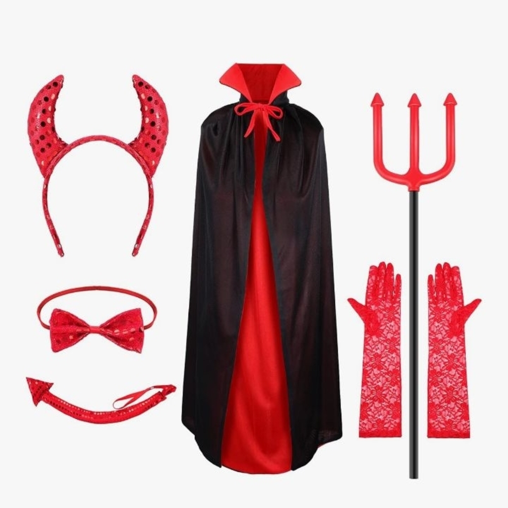 Amazon Red and Black Halloween Devil Costume Set